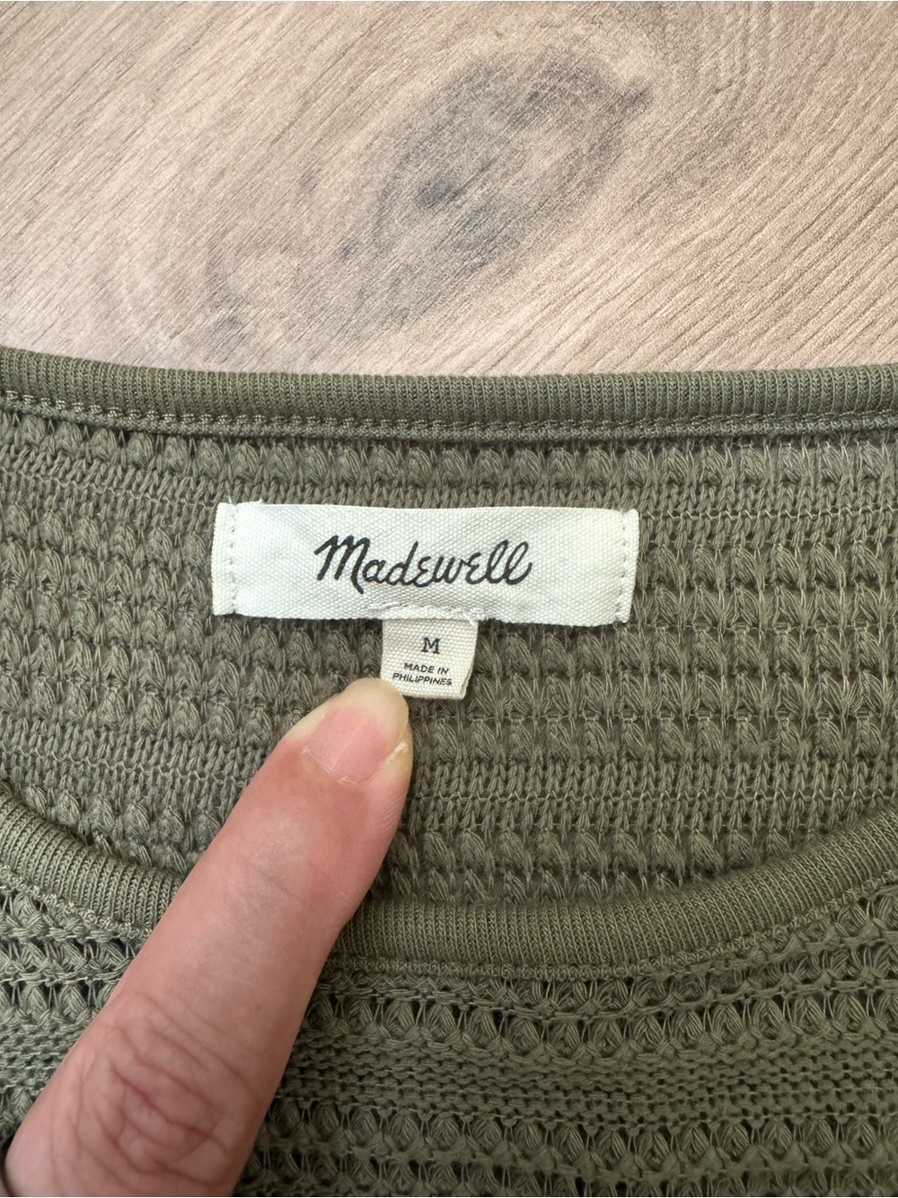 Madewell Olive Crochet Crewneck Sweater